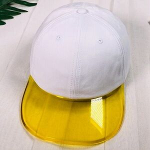 White/Transparent Yellow Snapback Cap